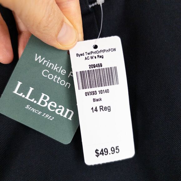 LL Bean Wrinkle-Free Bayside Pants 14 Black Original Fit High-Rise Comfort NWT - Picture 4 of 11